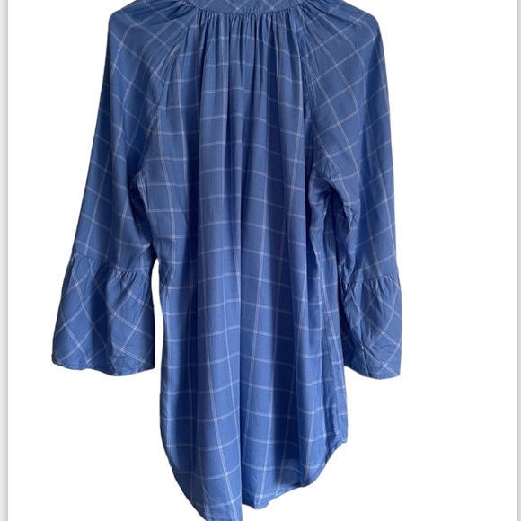 NEW w plastic tag Como Vintage Plaid 3/4 Bell Sleeve Top - Picture 4 of 4